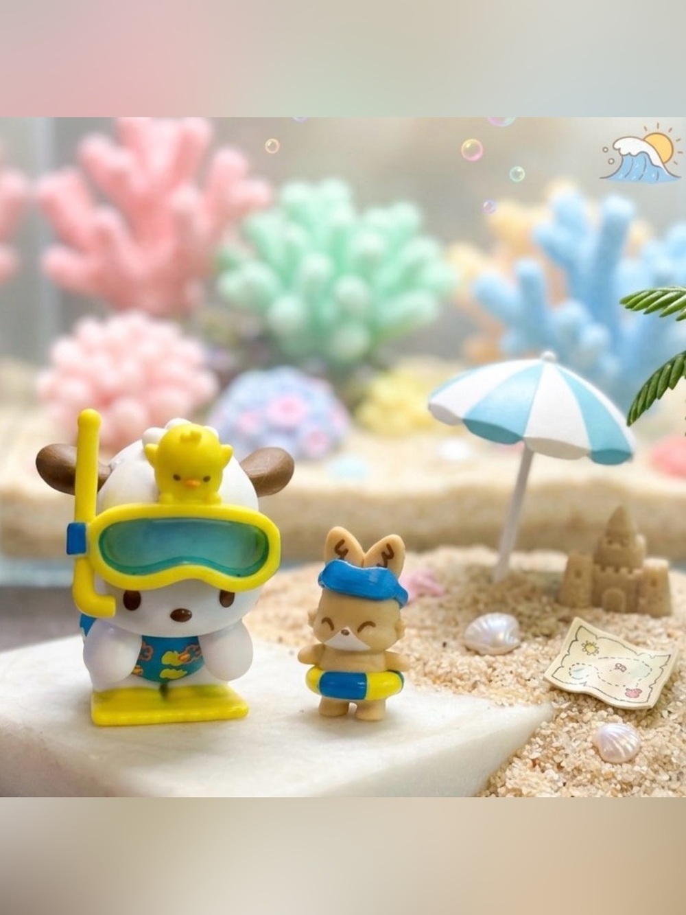 Sanrio Pochacco and Guri White & Yellow Snorkel Buddies Figurine Set